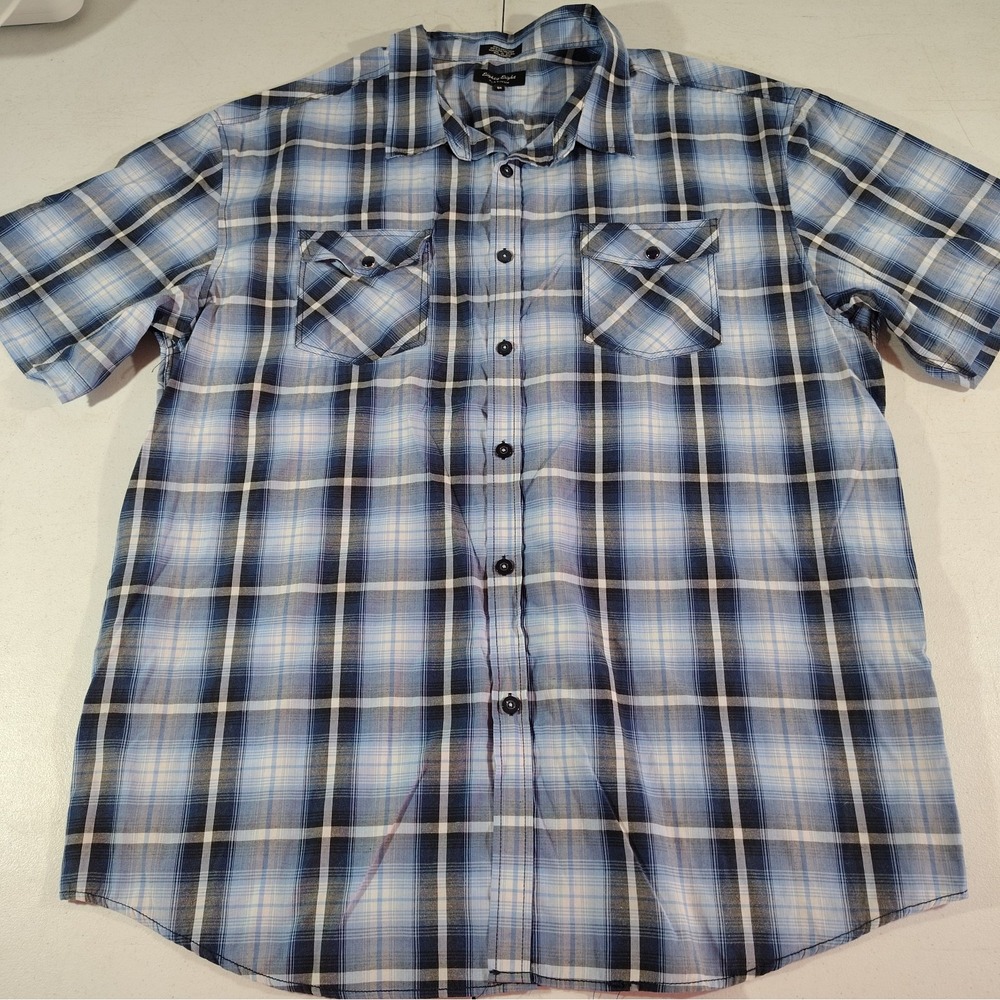 Eighty Eight Platinum Shirt Men 5x Blue Plaid Hip Hop Skater Classic Lite Comy